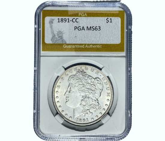 1891-CC Morgan Silver Dollar PGA MS63