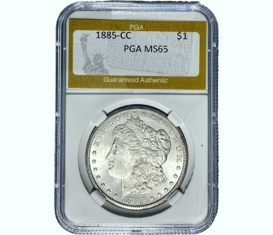 1885-CC Morgan Silver Dollar PGA MS65