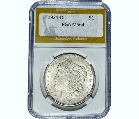1921-D Morgan Silver Dollar PGA MS64