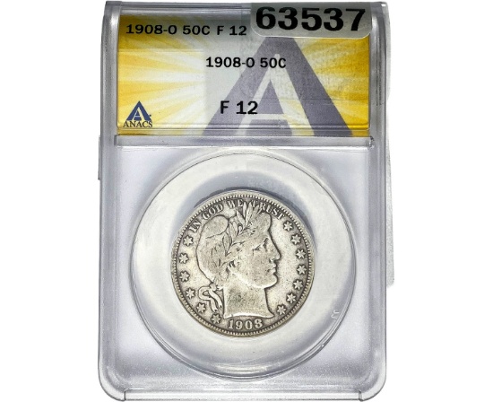 1908-O Barber Half Dollar ANACS F12