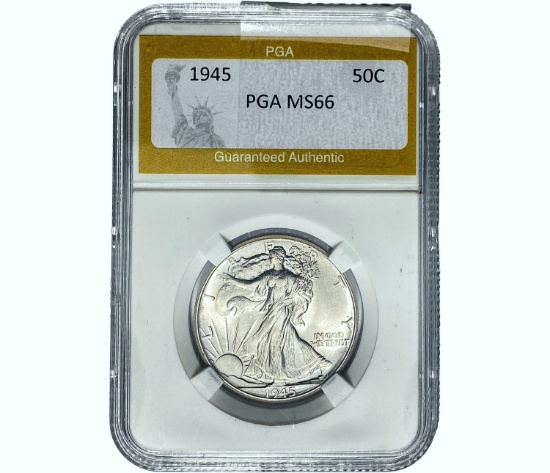 1945 Walking Liberty Half Dollar PGA MS66