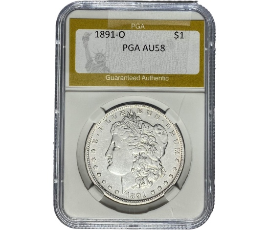 1891-O Morgan Silver Dollar PGA AU58