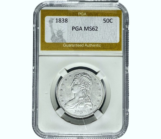 1838 Capped Bust Half Dollar PGA MS62