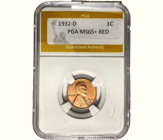 1932-D Wheat Cent PGA MS65+ RED
