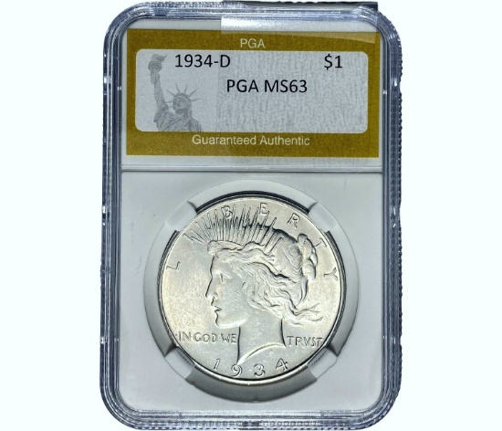 1934-D Silver Peace Dollar PGA MS63