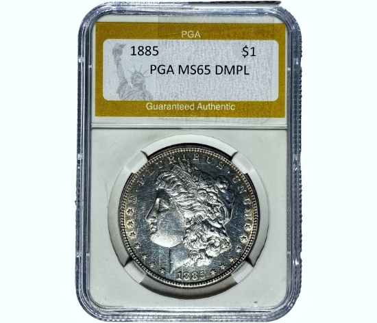 1885 Morgan Silver Dollar PGA MS65 DMPL