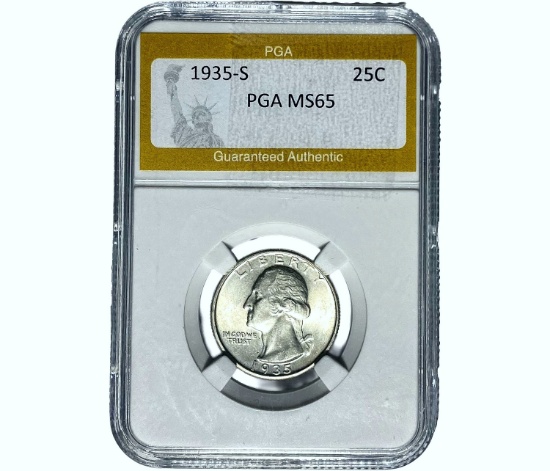 1935-S Washington Silver Quarter PGA MS65
