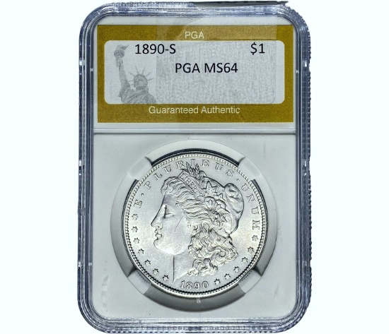 1890-S Morgan Silver Dollar PGA MS64