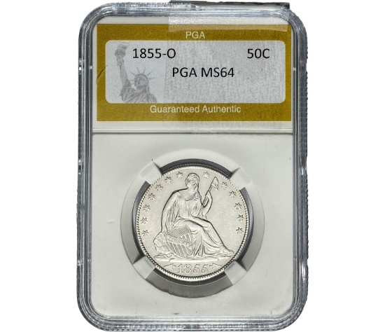 1855-O Seated Liberty Half Dollar PGA MS64