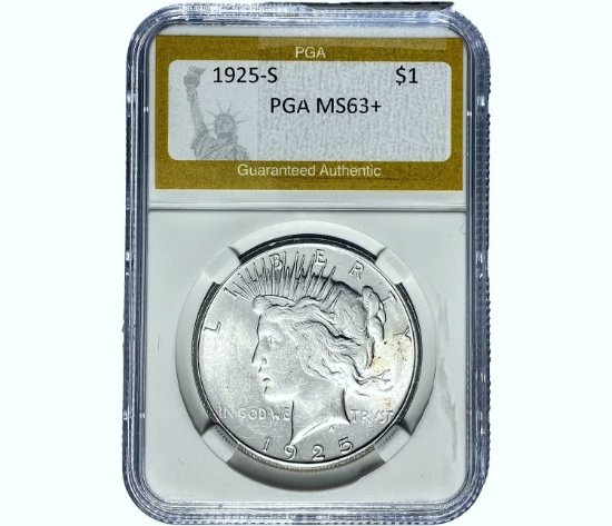 1925-S Silver Peace Dollar PGA MS63+