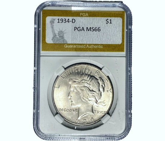 1934-D Silver Peace Dollar PGA MS66