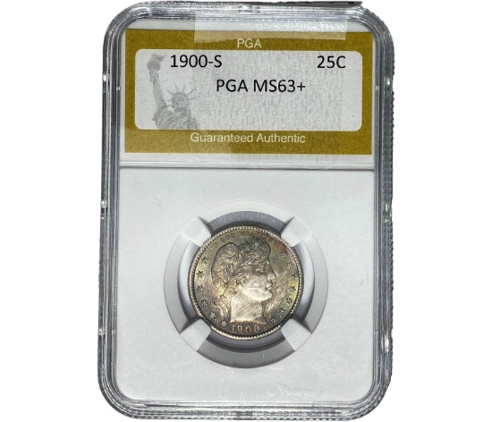 1900-S Barber Quarter PGA MS63+