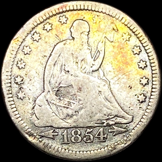 1854 Arrows Seated Liberty Quarter NICELY CIRCULATED