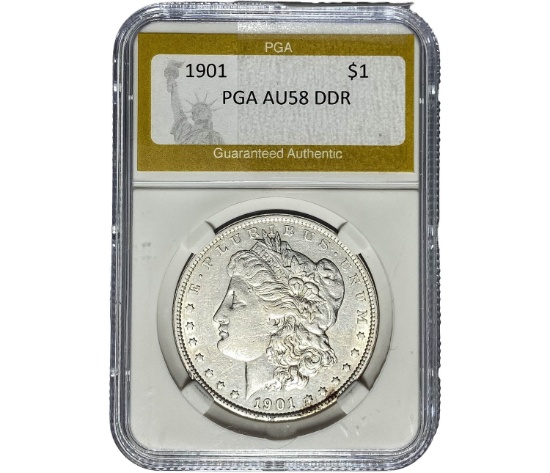 1901 Morgan Silver Dollar PGA AU58 DDR