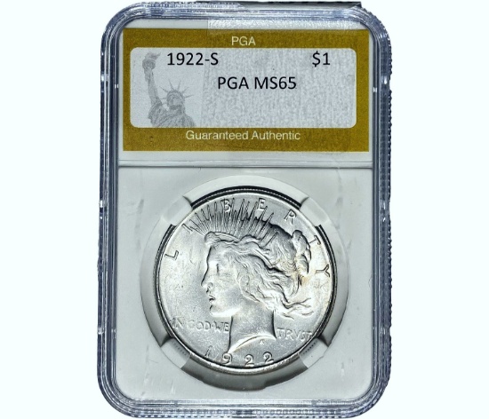 1922-S Silver Peace Dollar PGA MS65