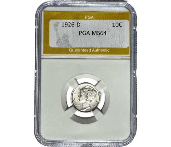 1926-D Mercury Silver Dime PGA MS64
