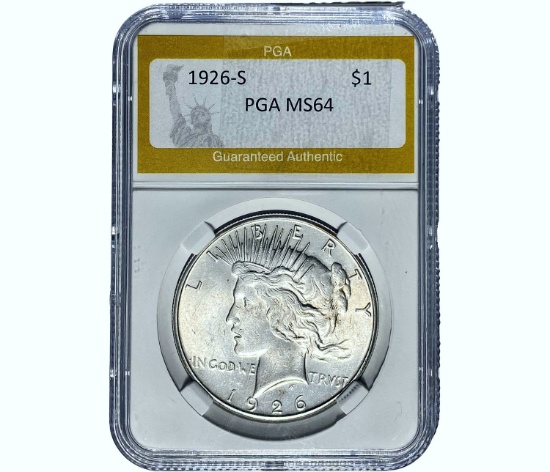 1926-S Silver Peace Dollar PGA MS64