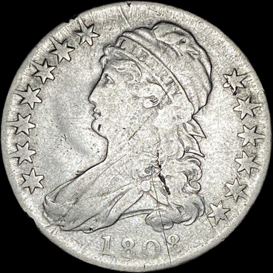 1808 Capped Bust Half Dollar NEARLY UNCIRCULATED