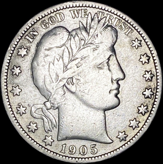 1905-S Silver Barber Half Dollar LIGHTLY CIRCULATED