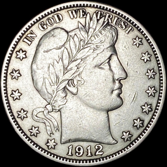 1912 Silver Half Dollar Barber NEARLY UNCIRCULATED