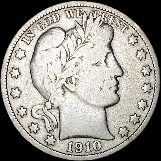 1910-S Silver Half Dollar (Barber) LIGHTLY CIRCULATED