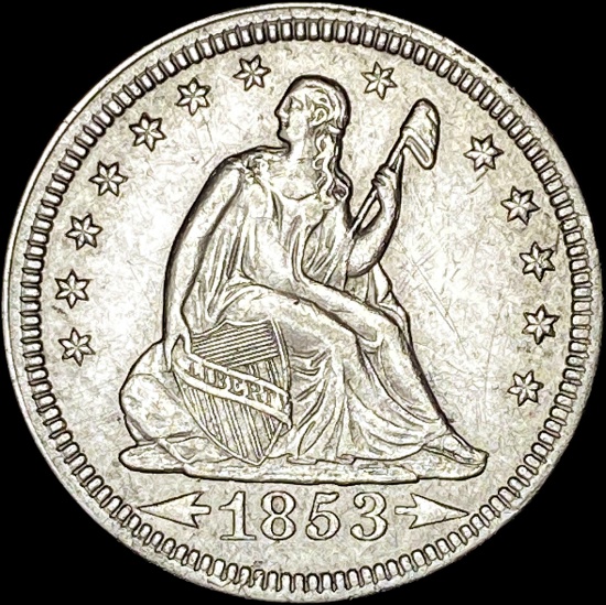 1853 Arrows Seated Liberty Quarter UNCIRCULATED