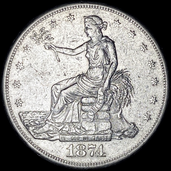 1874-S Silver Trade Dollar CLOSELY UNCIRCULATED