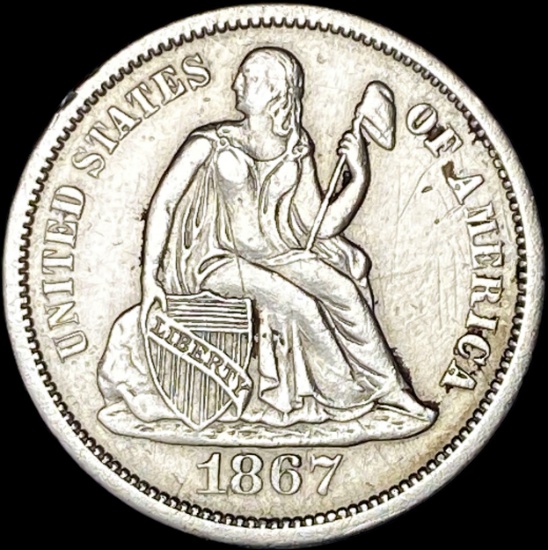 1867 Seated Liberty Dime CLOSELY UNCIRCULATED