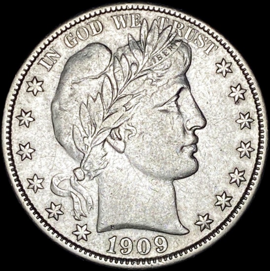 1909-S Silver Barber Half Dollar CLOSELY UNCIRCULATED