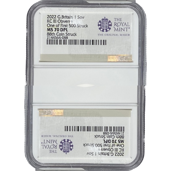2022 G.Britain 1 Sov KC III Obverse NGC MS70 DPL