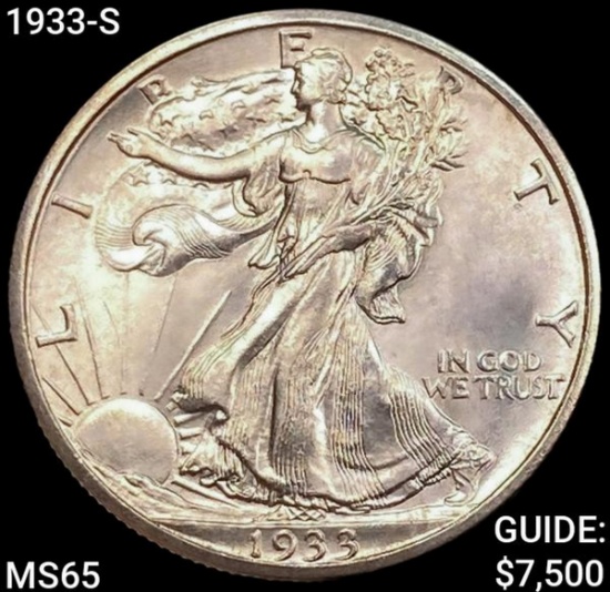 1933-S Walking Liberty Half Dollar GEM BU