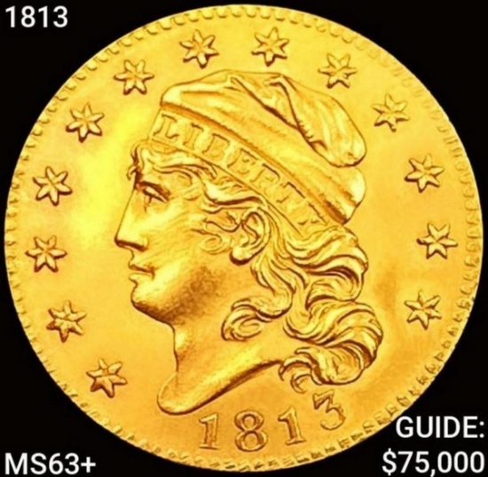 1813 $5 Gold Half Eagle CHOICE BU+