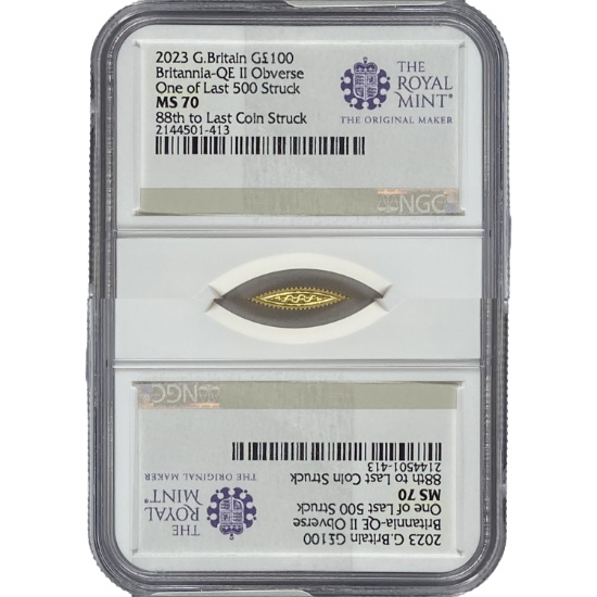 2023 G.Britain G$100 Britiannia-QE II Obverse NGC MS70