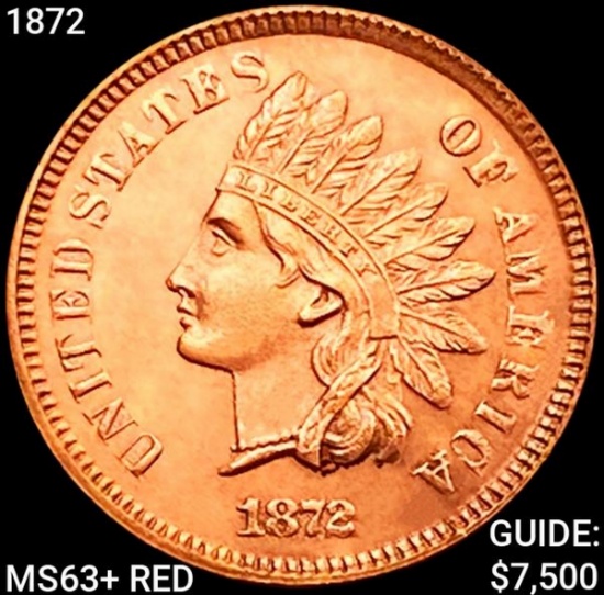 1872 Indian Head Cent CHOICE BU+
