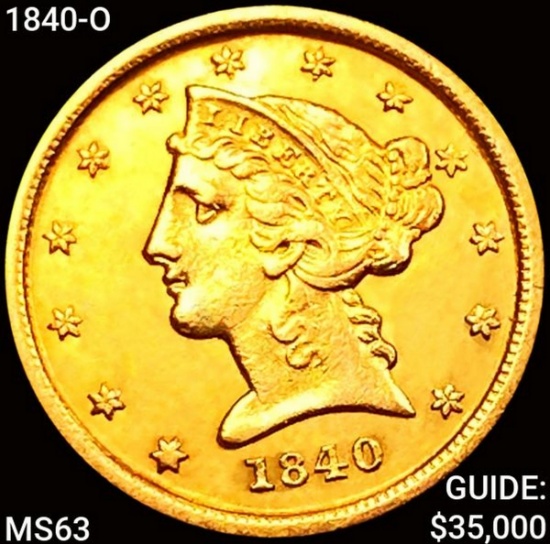 1840-O $5 Gold Half Eagle CHOICE BU
