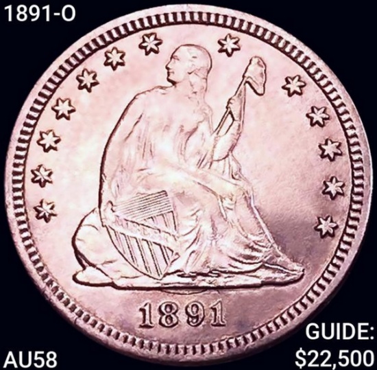 1891-O Seated Liberty Quarter CHOICE AU
