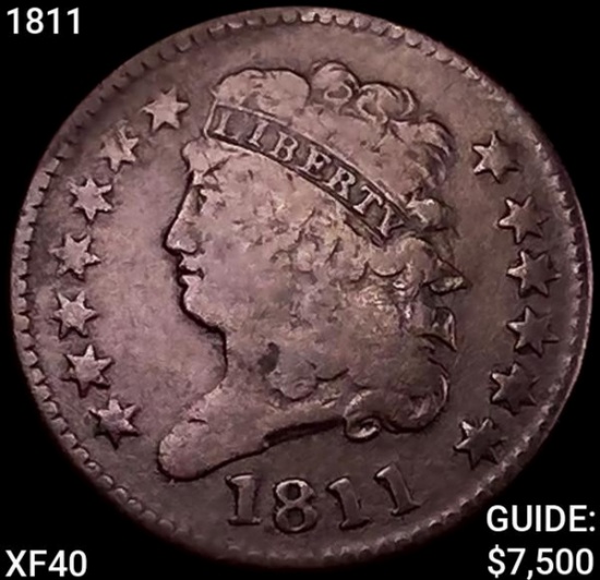 1811 Classic Head Half Cent NEARLY UNCIRCULATED