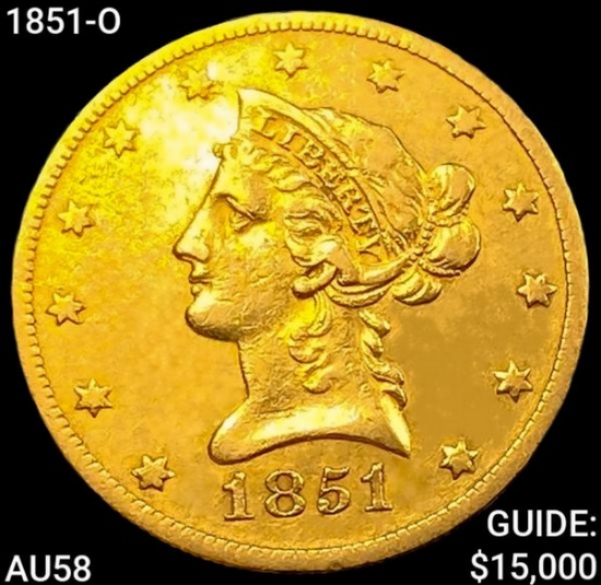 1851-O $10 Gold Eagle CHOICE AU