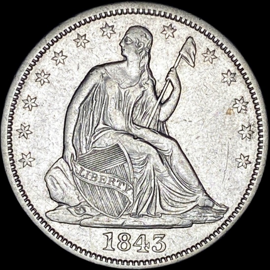1843 Seated Liberty Half Dollar CLOSELY UNCIRCULATED