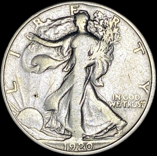 1920-S Silver Half Dollar Walking Liberty LIGHTLY CIRCULATED