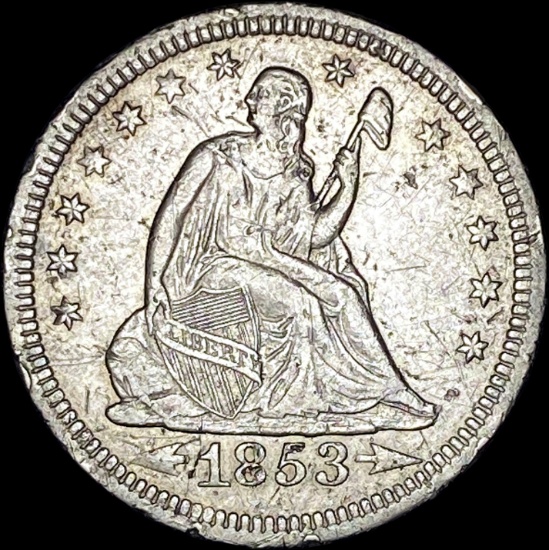 1853 Arrows Seated Liberty Quarter NEARLY UNCIRCULATED