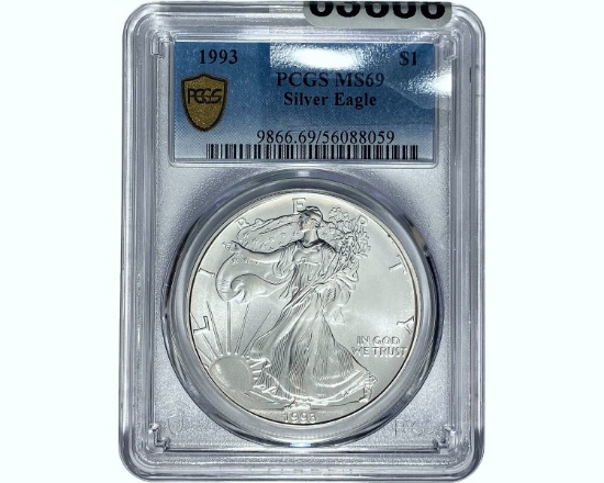 1993 $1 Silver Eagle PCGS MS69