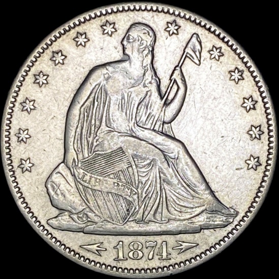 1874 Arrows Seated Liberty Half Dollar CLOSELY UNCIRCULATED
