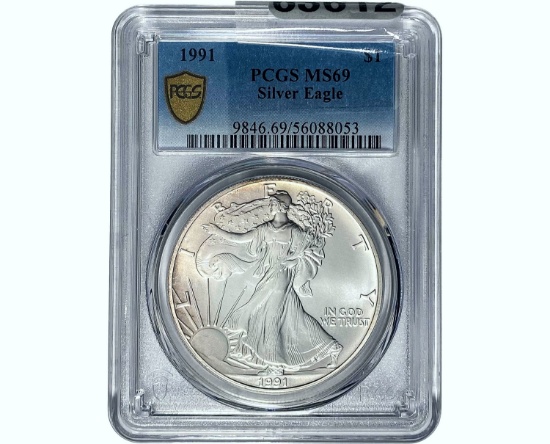 1991 $1 Silver Eagle PCGS MS69