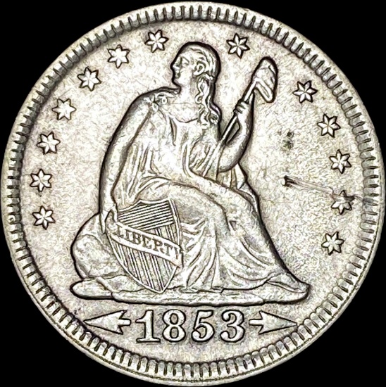 1853 Arrows Seated Liberty Quarter NEARLY UNCIRCULATED