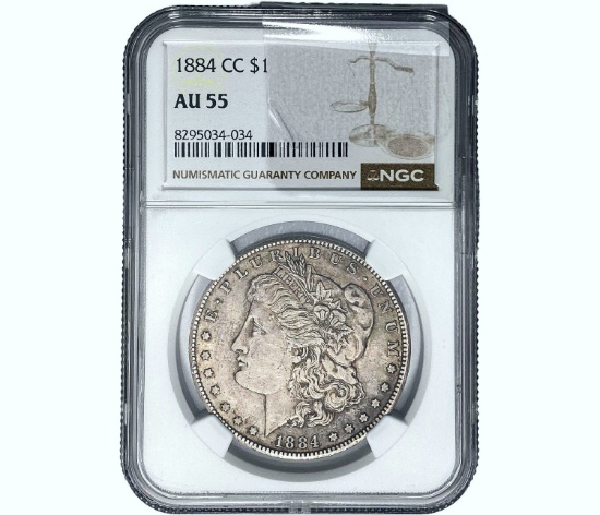 1884-CC Morgan Silver Dollar NGC AU55