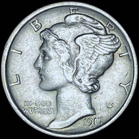 1917-D Silver Mercury Dime NEARLY UNCIRCULATED
