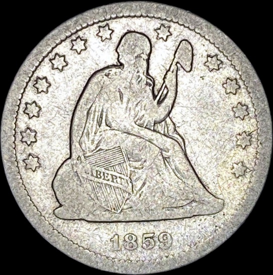 1859-O Silver Seated Liberty Quarter NICELY CIRCULATED