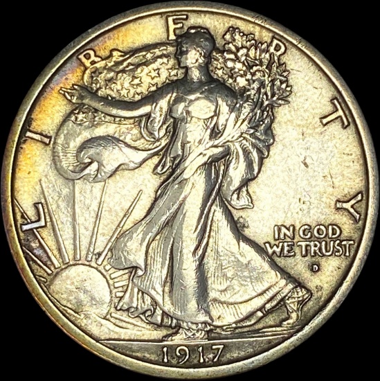 1917-D Silver Walking Liberty Half Dollar CLOSELY UNCIRCULATED