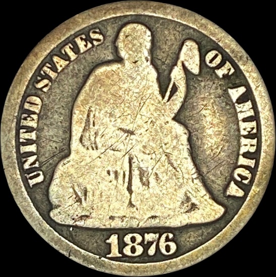 1876-CC Silver Seated Liberty Dime NICELY CIRCULATED